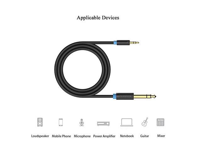 5FT 24K 15U Gold Plated 35mm 18 Male to 635mm 14 Male TRS Stereo Audio Cable with PVC Infection Molding Shell Design for iPhone iPod LaptopPower