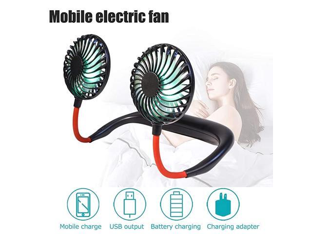 Neck Fan Portable Personal Hanging Neck Sports FanHands Free USB Rechargable Wearable Neckband Fan Battery Operated with 3 Level Air Flow Headphone