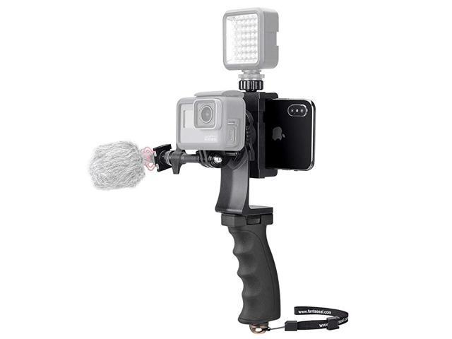 Portable Action Camera+Smartphone SYN Stabilizer Mount Ergonomic Hand Grip Video Vlogging Kit Motion Camcorder Phone Handle Holder for GoPro Sony +