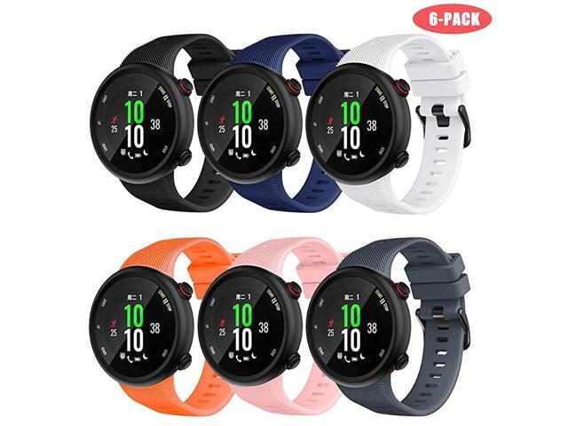 6 Pack Silicone Bands Compatible with Forerunner 45 Watch Bands Sport Band Replacement Band Adjustable Soft Silicone Watch Strap Fitness Wristband
