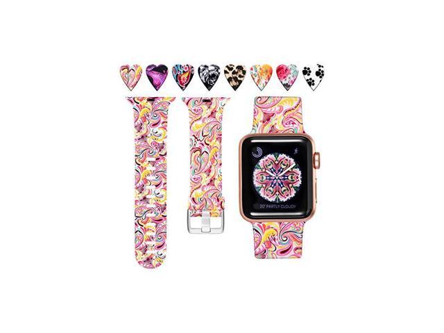 Printed Band Compatible with Apple Watch Band 44mm 42mm iWatch SE Series 6 Series 5 4 3 2 1 Paisley Pattern SM