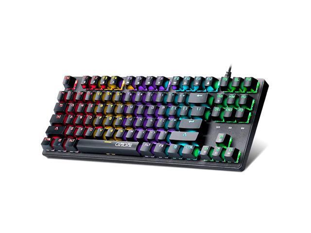 RGB Compact Mechanical Gaming Keyboard USB Wired 87 Keys Gaming Keyboard LED Rainbow Backlit 60 Tenkeyless Mechanical Gaming Keyboard for PS4 Xbox