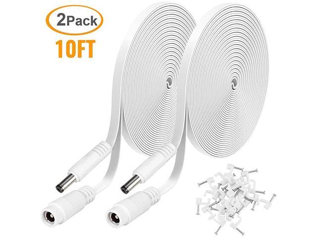 Pack DC Power Extension Cable 10ft 1mm x 55mm Compatible with 1V DC Adapter Cord for CCTV IP Camera LED Car White