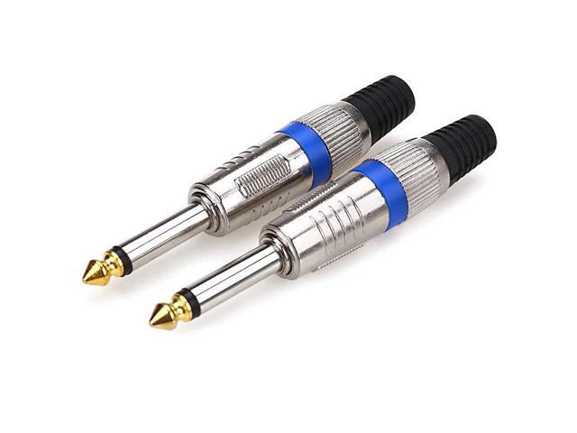 14 Plugs for Speaker Cables Patch Cables Snakes TS Male Mono 14 Inch Phono 63mm Phone Plug Bulk 2 Pack Blue Circle