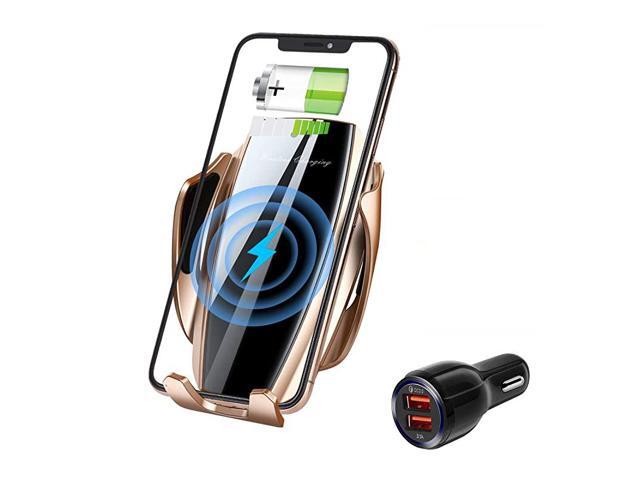 Charger Car Touch Sensing Automatic Retractable Clip Fast Charging Compatible for iPhone Xs MaxXRX88Plus Samsung S9S8Note 8 Matte Gold