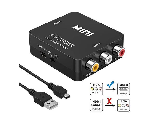 RCA to HDMI Converter 1080P RCA Composite CVBS AV to HDMI Video Audio Converter Adapter Compatible with N64 Wii PS2 Xbox VHS VCR Camera DVD
