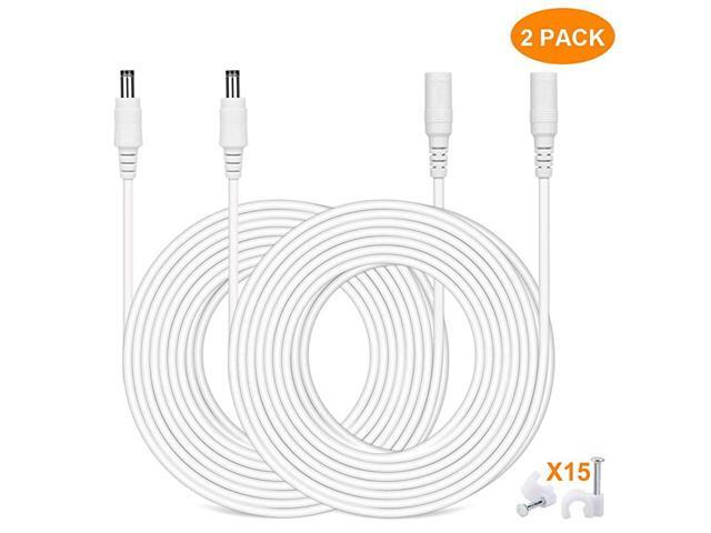 Power Extension Cable 33ft 2Pack 21mmx55mm Plug Power Supply Adapter Extension Cord 20AWG Power Cord Compatible with 12V24V Wireless CCTV IP
