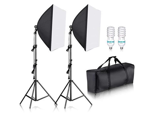 1350W Photography Continuous Softbox Lighting Kit 24x24 inches Professional Photo Studio Equipment with 2 Pieces E27 Socket 5500K Video Lighting