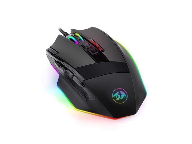 M801 PC Gaming Mouse LED RGB Backlit MMO 9 Programmable Buttons Mouse with Macro Recording Side Buttons Rapid Fire Button for Windows Computer