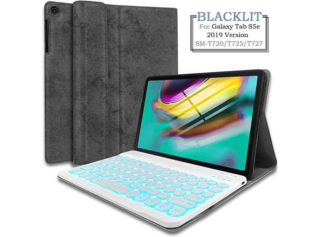 Galaxy Tab S5e 105 Keyboard Case 2019 BacklitSMT720SMT725SMT727 7 Color Light Detachable Wireless Keyboard with PU Folio Stand Cover for Samsung