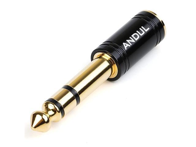 RCA Female to 14 Mono Plug Male TS Audio Adapter 635mm Plug to RCA Jack Pure Copper AdaptersBlack2Pack