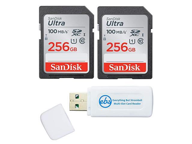 Ultra 256GB SD Memory Card 2 Pack SDXC UHSI Class 10 SDSDUNR128GGN6IN Bundle with 1 Everything But Stromboli MicroSD SD Card Reader