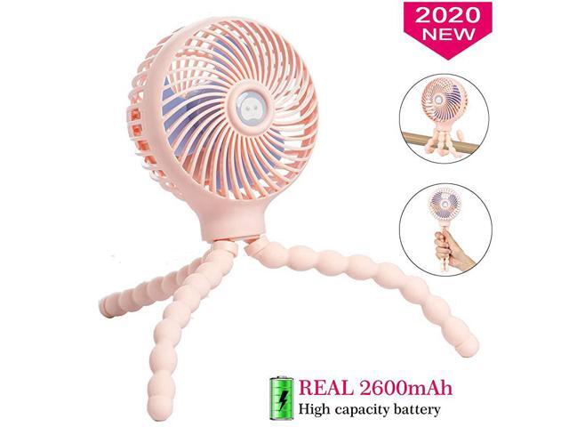 Baby Stroller Fan Handheld Personal Portable Fan with Flexible Tripod for Stroller Student Bed Desk Bike Crib Car Rides USB or Battery Powered Safe