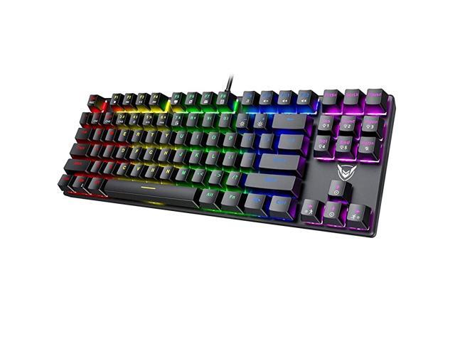 TKL Mechanical Gaming Keyboard RGB LED Rainbow Backlit 60 keyboard with Blue Equivalent Switches 27 LED Lighting Modes 100 AntiGhosting Tenkeyless