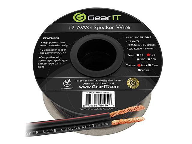 12AWG Speaker Wire Pro Series 12 AWG Gauge Speaker Wire Cable 100 Feet 3048 Meters Great Use for Home Theater Speakers and Car Speakers Black
