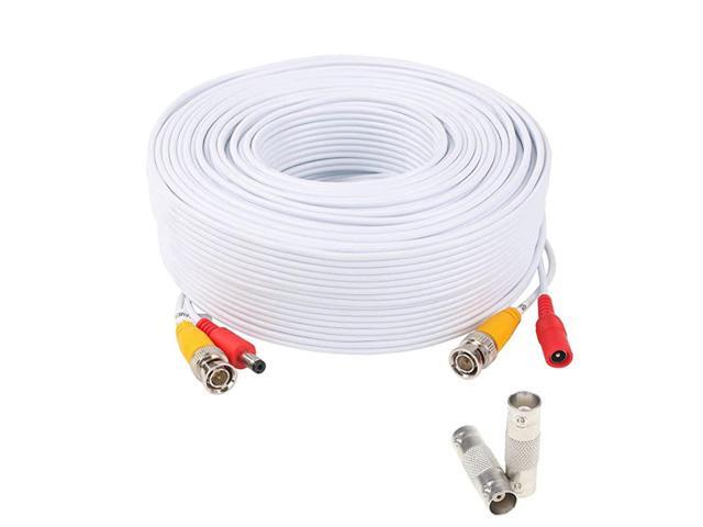 150 Feet PreMade AllinOne Siamese BNC Video and Power Cable Wire Cord with Two Female Connectors for CCTV Surveillance Security Camera DVR White