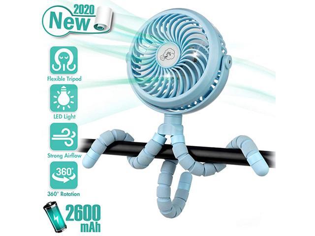 Handheld Fan 2600mAh Battery Powered Personal Desk Baby Fan Air Circulator Fan with Flexible Tripod Ultra Quiet 4 Speed 360° Rotatable USB Fan for