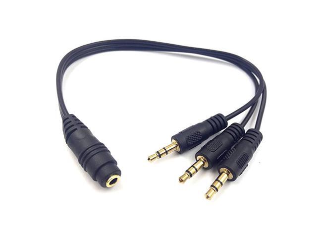 9 Inch 35mm 18 TRS Female Jack to 3X Male Plug Stereo Splitter Audio Cable GoldPlated 35F3M