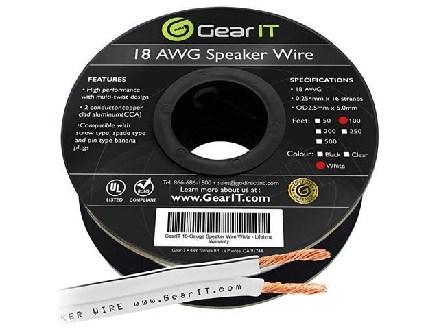 18AWG Speaker Wire Pro Series 18 AWG Gauge Speaker Wire Cable 100 Feet 3048 Meters Great Use for Home Theater Speakers and Car Speakers White