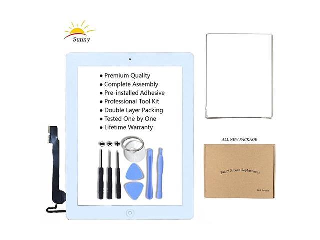 4 Model A1458 A1459 A1460 Screen Replacement Digitizer Glass AssemblyWhite Includes Adhesive Stickers Bezel Frame and Professional Tool Kit