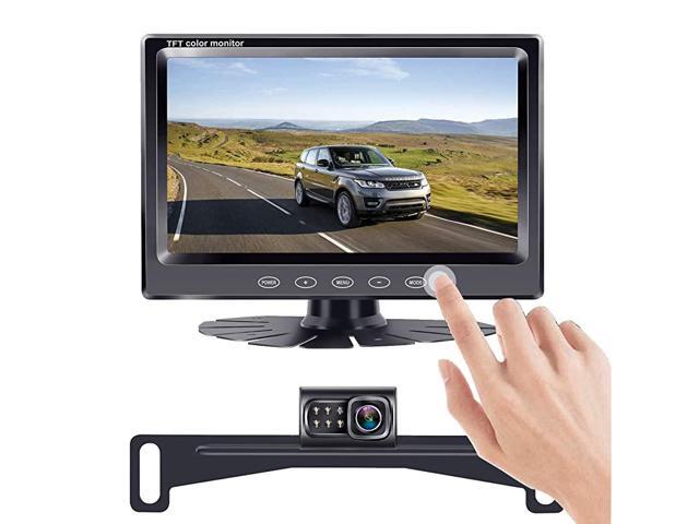 HD Backup Camera 7 Touch Key Display New Chips Two Video Channels Driving Hitch RearFront View Observation for RVsTrucksCarsVans Easy Installation