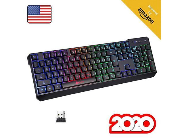 Chroma Rechargeable Wireless Gaming Keyboard + Slim Durable Ergonomic Quiet Waterproof Silent Keys + Backlit Wireless Keyboard for PC PS4 Xbox One