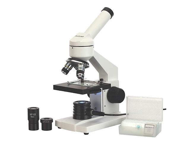 M102CPB10 40X1000X Biological Compound Microscope with Prepared and Blank Slides for Student and Kids