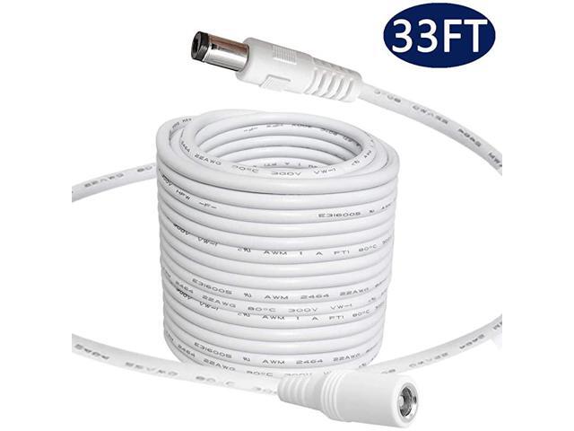 33FT DC Power Extension Cable 21mm x 55mm12v Power Supply Adapter for CCTV Security Camera Surveillance Wireless IP Camera Dvr Standalone LED
