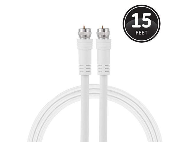 RG6 Coaxial Cable 15 ft FType Connectors Double Shielded Coax Input Output Low Loss Coax Ideal for TV Antenna DVR VCR Satellite Receiver Cable Box