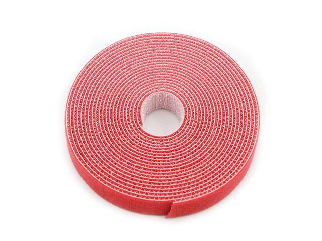 Reusable Fastening Tape Cable Ties 34 Inch Double Side Hook Roll 5 Yard Red