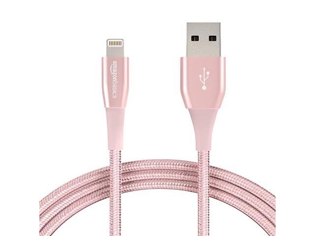 Double Nylon Braided USB A Cable with Lightning Connector Premium Collection MFi Certified Apple iPhone Charger 6 Foot 2 Pack Rose Gold