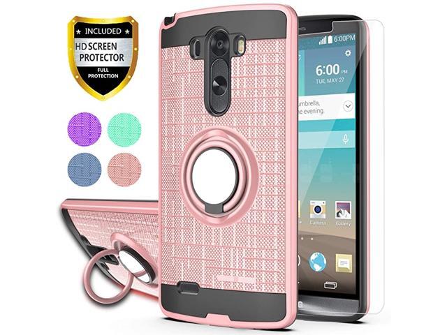 LG G3 Stylus CaseLG D690 Phone Cases Not LG G3 with HD Phone Screen Protector 360 Degree Rotating Ring Bracket Dual Layer Resistant Back Cover for