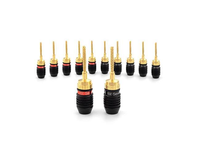 Flex Pin Banana Plugs for Spring Loaded Speaker Terminals 6 Pairs Gold Plated Plugs