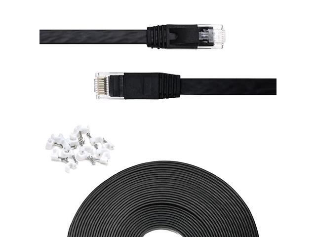 6 Ethernet Cable 14 ft Flat BlackSolid 6 High Speed Computer Wire with Clips Rj45 Connectors for Router Modem Faster Than 5e5 14ft 1 Pack Black