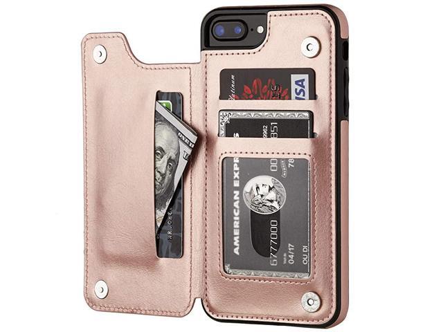 iPhone 7 Plus iPhone 8 Plus Wallet Case with Card Holder Premium PU Leather Kickstand Card Slots CaseDouble Magnetic Clasp and Durable Shockproof