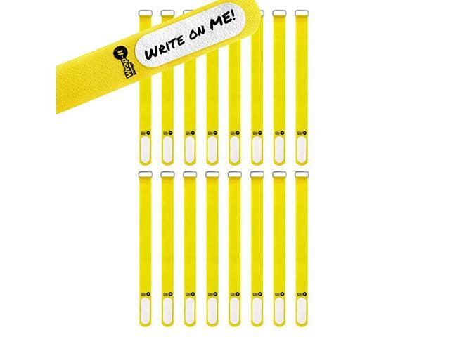 CinchStraps 12 16 Pack Yellow Features Stainless Steel Buckle and Label for Cord Identification Reusable MultiPurpose Securing Cable Straps Cord