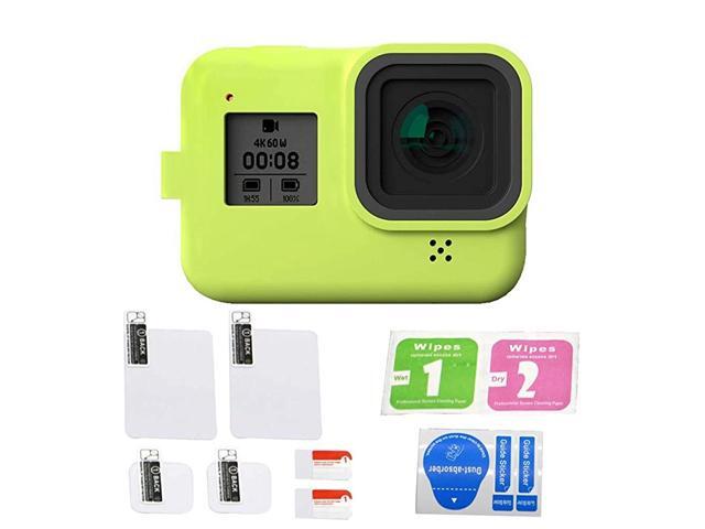 Camera Silicone Housing Case with Screen Protector Compatible for GoPro Hero 8 Black Tempered Glass Screen Protector + Lens Protector + PET Film