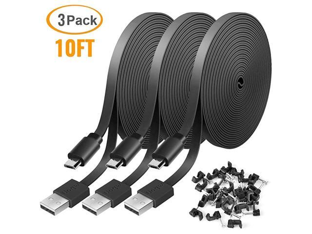 Pack 10FT Power Extension Cable for WyzeCam WyzeCam Pan KasaCam Indoor NestCam Indoor Yi Camera BlinkCloud Cam USB to Micro USB Durable Charging