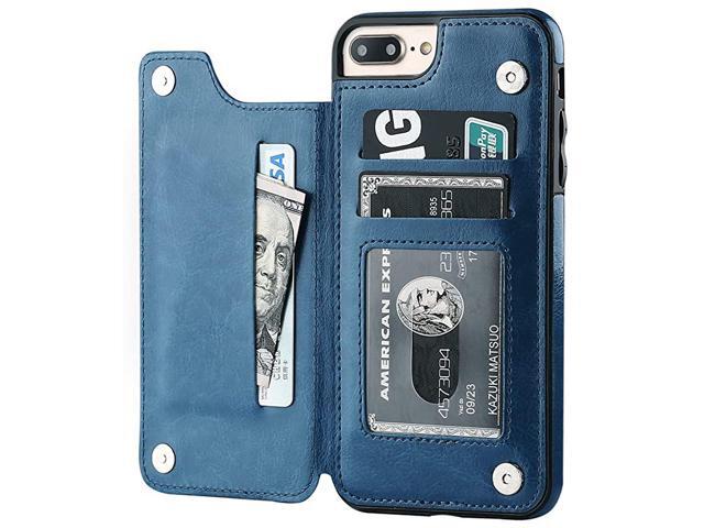 iPhone 7 Plus iPhone 8 Plus Wallet Case with Card Holder Premium PU Leather Kickstand Card Slots CaseDouble Magnetic Clasp and Durable Shockproof