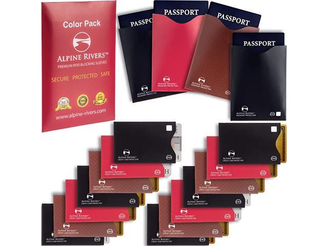 RFID Blocking Sleeves 14 Credit Card Holders 4 Passport Protectors Ultimate Premium Identity Theft Protection Sleeve Set for Men Women Smart Slim