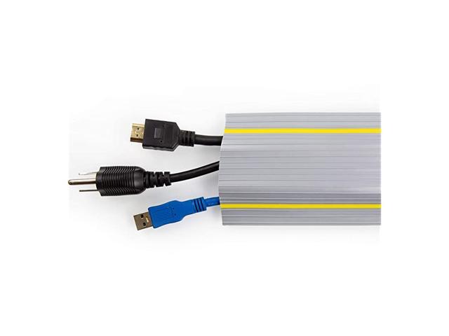 65 Feet Heavy Duty Cable Protector + Cord Cover 3 Cord Channels Durable Gray PVC is Flexible Odor Free Easy to Unroll Conceal Wires at Home Office