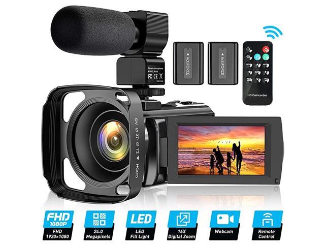 Camera Camcorder for YouTube FHD 1080P 30FPS 24MP Digital Vlogging Camera 16X Digital Zoom 30 Inch 270° Rotation Screen Recorder with Lens Hood