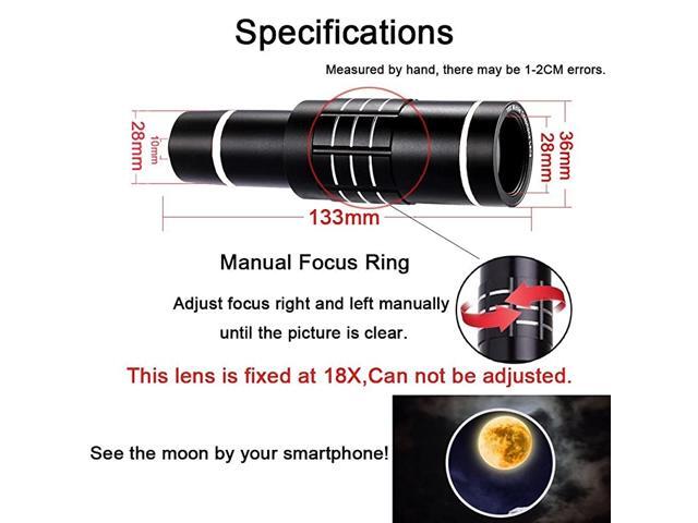 Camera Lens Phones Camera Lens KitsCell Phone Camera Lens Kits18X Zoom Telephoto Lens + Tripod + Bag + Lens Cap + Lens Cleaning Cloth + Universal