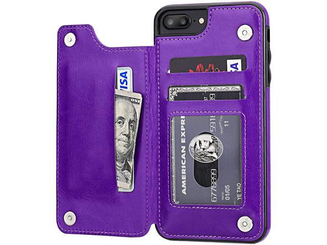 iPhone 7 Plus iPhone 8 Plus Wallet Case with Card Holder Premium PU Leather Kickstand Card Slots CaseDouble Magnetic Clasp and Durable Shockproof