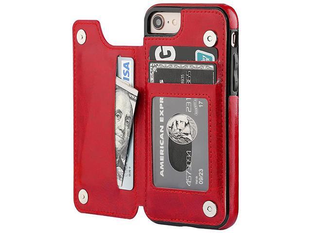 iPhone 8 Wallet Case with Card Holder iPhone 7 Case iPhone SE2020 Wallet Premium PU Leather Kickstand Card SlotsDouble Magnetic Clasp and Durable