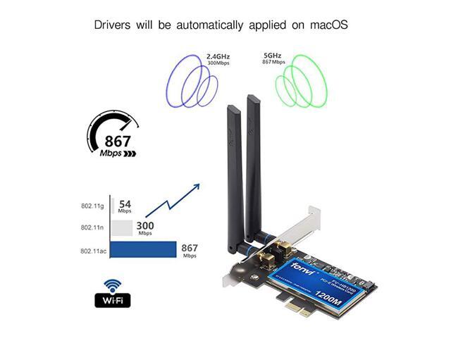PC MacOS WiFi BT pci wifi card 80211agnac WLAN + BT 40 PCIE PCI Network Adapter maccompatible WiFi AirDrop Handoff Instant Hotspot macOS MIMO 2x2