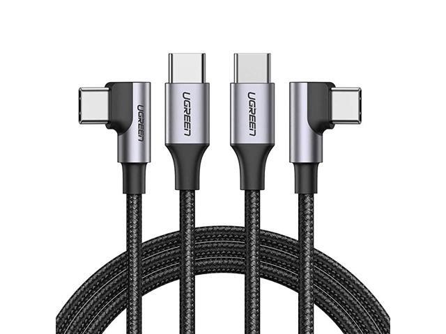 USB C to USB C Cable Right Angle 2 Pack Type C 60W PD Fast Charging Compatible for Google Pixel 4 3 2 XL Samsung Galaxy Note 10 S9 S10 S20 MacBook