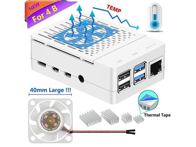 Raspberry Pi 4 Case Raspberry Pi 4 Fan ABS Case with Cooling Fan Raspberry Pi 4 Heatsink Simple Removable Top Cover for Pi 4 Model B 4B