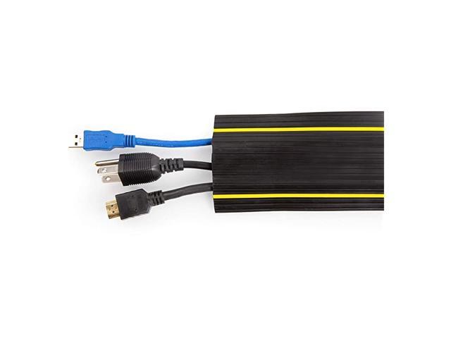 65 Feet Heavy Duty Cable Protector + Cord Cover 3 Cord Channels Durable Black PVC is Flexible Odor Free Easy to Unroll Conceal Wires at Home Office