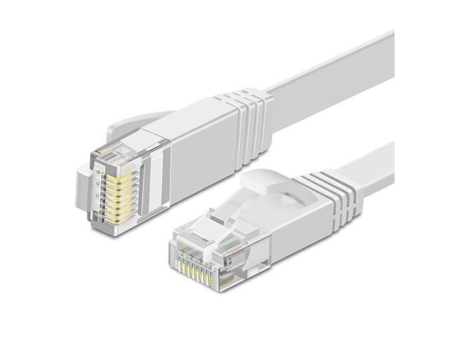 Cat6 Flat Ethernet Network Cable High Performance Tangle Free with Premium UTP Twisted Pair RJ45 Snagless Connector Jack Computer LAN Internet